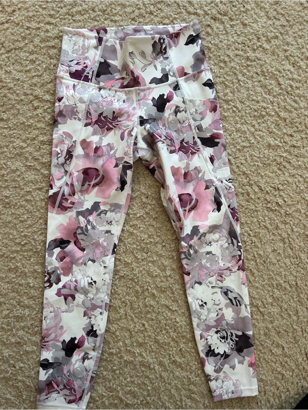 Athleta Pink, Gray & White Floral Leggings